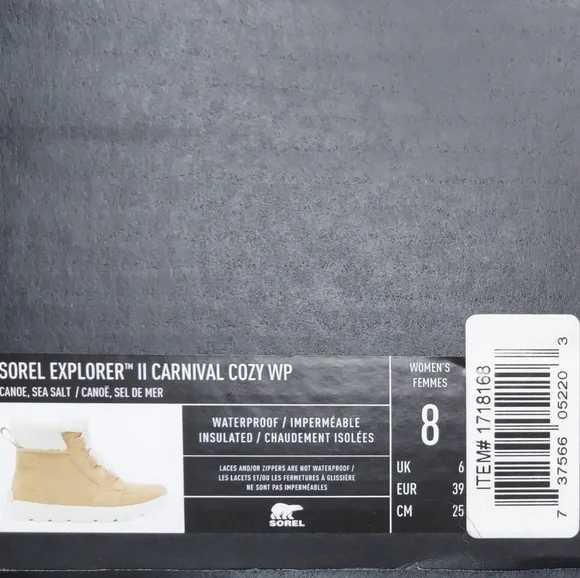 Sorel Explorer II Carnival Cozy WP Waterproof Canoe Sea Salt Boots Womens Size 8 - Picture 2 of 13